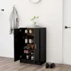 vidaXL Skriňa na topánky čierna 60x35x92 cm Materiál drevo Náhľad obrázku produktu 2