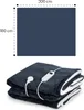 A folded electric blanket with its controller, and a diagram showing its dimensions. Podgląd zdjęcia produktu