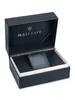 An open black Maserati branded box with a black watch band inside. Produktbild-Vorschau