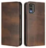 A brown leather phone case is shown from the front and back. Produktbild-Vorschau