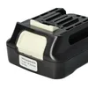 A close-up view of a black power tool battery pack. Produktbild-Vorschau