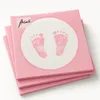 20 serviettes Baby Steps Girl - Empreintes de pas bébé rose Voir les images du produit 3