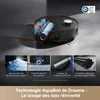 A robot vacuum cleaner is shown with cutaway views and feature callouts. Produktbild-Vorschau