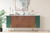 A sideboard with a marble top, decorated with vases and decorative objects, in a room with a plant. Náhľad obrázku produktu
