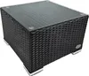 A black rattan side table with a glass top, shown from a slightly elevated angle against a white background. Produktbild-Vorschau