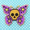 Aufnäher - Totenkopf Schmetterling - lila-ocker - Patch Produktbild-Vorschau 4