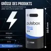A marketing image showing a battery with technical specifications and a lightning bolt graphic. Produktbild-Vorschau