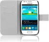 A white Samsung Galaxy S III mini phone in a gray flip case, displayed against a white background. Produktbild-Vorschau