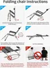 Instructions for folding a chair, showing different stages of assembly and use. Voir les images du produit
