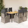 vidaXL 7-tlg. Garten-Essgruppe mit Kissen Grau Poly Rattan Produktbild-Vorschau 2