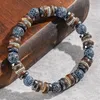 Elastische armband met parels van gepolijste steen, houten Productafbeelding-voorbeeld 2