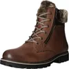 A single brown boot with fur trim and laces is shown against a white background. Produktbild-Vorschau