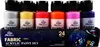 A set of fabric acrylic paint bottles arranged in a display box. Podgląd zdjęcia produktu