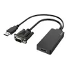 A black video adapter with a USB connector, a VGA connector, and an HDMI port, shown against a white background. Anteprima dell’immagine prodotto