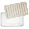 A clear plastic food storage container with a beige lid, shown from a slightly elevated angle. Produktbild-Vorschau