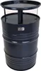 A dark gray barrel-shaped table with a black top and a black tray on top. Produktbild-Vorschau