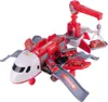 A toy fire station playset shaped like an airplane with toy fire trucks. Produktbild-Vorschau