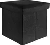 A black fabric cube-shaped ottoman or storage stool is shown against a white background. Náhled obrázku produktu