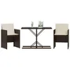Design 3-tlg. Bistro-Set mit Kissen Braun Poly Rattan, Produktbild-Vorschau 3