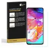 A product box for a screen protector is shown next to a smartphone displaying a colorful wallpaper. Produktbild-Vorschau