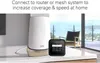 A white Orbi router and a black Netgear mobile hotspot are displayed on a counter with a view of the ocean and a chair in the background. Anteprima dell’immagine prodotto