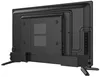The back of a black LED TV is shown, mounted on its stand. Voir les images du produit