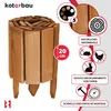 A wooden garden border product with marketing information and icons. Produktbild-Vorschau