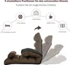 Diagram showing different adjustable positions of a floor chair for various activities like napping, watching movies, gaming, drinking coffee, and reading. Voir les images du produit