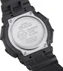 Close-up of the back of a black Casio G-Shock watch, showing the case back with engraved text and logos. Produktbild-Vorschau
