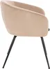 A side view of a beige upholstered chair with black metal legs. Produktbild-Vorschau
