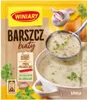 A package of Winiary white borscht soup mix, with an image of the prepared soup in a bowl and ingredients like garlic and onion. Produktbild-Vorschau