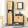 A bathroom vanity set with a tall cabinet, a medicine cabinet, and a vanity cabinet with a sink. Podgląd zdjęcia produktu