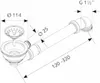 A technical drawing of a sink strainer basket and drain pipe with dimensions indicated. Produktbild-Vorschau