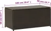 A brown poly rattan storage box with dimensions indicated by purple lines and text. Náhled obrázku produktu
