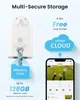 Diagram showing storage options for a security camera, including memory card and cloud storage, with a smartphone displaying live feed. Náhled obrázku produktu