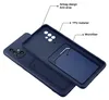 A disassembled view of a blue phone case, showing its interior lining and features. Produktbild-Vorschau