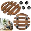 Pflanzenroller Holz Rund 2er Set, Blumentopf Untersetzer Produktbild-Vorschau 1