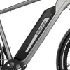 A close-up view of the battery pack and frame of an electric bicycle. Produktbild-Vorschau