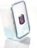 A clear plastic food storage container with a blue lid and a blue seal, partially filled with a light blue liquid. The container is tilted, resting on a white surface, with its reflection visible below. A label with the 'Lock & Lock' logo and 'BPA FREE' is Produktbild-Vorschau