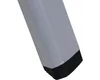 A close-up view of the bottom of a silver chair leg with a black rubber foot. Produktbild-Vorschau