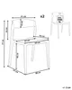 Diagram showing the dimensions of two chairs, with a weight limit indicated on one. Produktbild-Vorschau