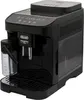 A black De'Longhi Magnifica Evo coffee machine is shown from a front-side angle against a white background. Produktbild-Vorschau