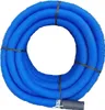 A coiled blue corrugated pipe with black ties and a gray connector at one end, isolated on a white background. Podgląd zdjęcia produktu
