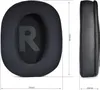 Two views of a black ear cushion for headphones, with dimensions indicated. Náhled obrázku produktu