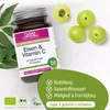 A bottle of Gse Eisen & Vitamin C supplements is shown alongside fresh gooseberries, with marketing text and certifications at the bottom. Anteprima dell’immagine prodotto