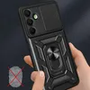 A hand holding a black smartphone case with a ring holder and camera cover. Anteprima dell’immagine prodotto