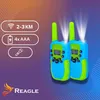 Two blue and green walkie-talkies with lights on, set against a gradient background with feature callouts. Anteprima dell’immagine prodotto
