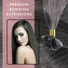 A woman's portrait and a close-up of hair extensions. Voir les images du produit