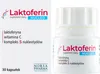 A product shot of a box and bottle of Lactoferin Nucleo supplements. Voir les images du produit