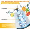 A close-up illustration of a blender's internal mechanism with fruit and water splashes. Produktbild-Vorschau
